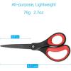 imageLIVINGO 2 Pack 8quot Titanium NonStick Scissors Professional Stainless Steel Comfort Grip AllPurpose Straight Office Craft Scissors for DIYBlueBlack2 Pack 8 RedBlack