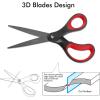 imageLIVINGO 2 Pack 8quot Titanium NonStick Scissors Professional Stainless Steel Comfort Grip AllPurpose Straight Office Craft Scissors for DIYBlueBlack2 Pack 8 RedBlack