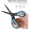 imageLIVINGO 2 Pack 8quot Titanium NonStick Scissors Professional Stainless Steel Comfort Grip AllPurpose Straight Office Craft Scissors for DIYBlueBlack2 Pack 8 BlueBlack