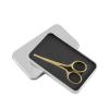 imageLIVINGO 375quot Small Safety Facial Nose Hair Scissors Curved Blade with Rounded Tip Stainless Steel for Manicure Cuticle Eyebrow Dry Skin GoldG  Nose Straight Scissors