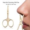imageLIVINGO 375quot Small Safety Facial Nose Hair Scissors Curved Blade with Rounded Tip Stainless Steel for Manicure Cuticle Eyebrow Dry Skin GoldG  Nose Curved Scissors