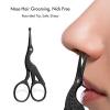 imageLIVINGO 375quot Small Safety Facial Nose Hair Scissors Curved Blade with Rounded Tip Stainless Steel for Manicure Cuticle Eyebrow Dry Skin GoldStork B  Nose Straight Scissors