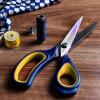 imageLIVINGO 95 Premium Fabric Scissors Heavy Duty AllPurpose Titanium Coating Forged Stainless Steel Sharp Sewing Tailor Dressmaking Shears Comfort Grip Crafting Leather Cutting Navy BlueYellowNavy BlueYellow