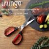 imageLIVINGO Heavy Duty Kitchen Scissors  Titanium Coated Sharp Poultry Shears Multipurpose for Cutting Chicken Bones Meat Vegetable Food 95 Inches Comfortable Grip with Safe LockB  Kitchen Scissors