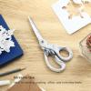 imageLIVINGO Scissors All Purpose  8quot Sharp Heavy Duty Shears for Office Crafting DIY Cutting Paper Fabric Stainless Steel Comfort Grip Gradient BlueMarble White
