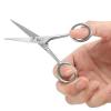 imageLIVINGO Sharp 45quot Mustache Scissors 35quot Round Tip Nose Hair Scissors Small Comb with Leather Pouch Stainless Steel Grooming Facial Scissors Kit BlackBlack  Silver