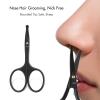 imageLIVINGO Sharp 45quot Mustache Scissors 35quot Round Tip Nose Hair Scissors Small Comb with Leather Pouch Stainless Steel Grooming Facial Scissors Kit BlackBlack