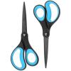 imageLIVINGO 2 Pack 8quot Titanium NonStick Scissors Professional Stainless Steel Comfort Grip AllPurpose Straight Office Craft Scissors for DIYBlueBlack2 Pack 8 BlueBlack
