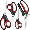 imageLIVINGO All Purpose Scissors Set  4 Pack Sharp Multipurpose Heavy Duty Shears for Kitchen Cooking Sewing Fabric Cutting Poultry Food Paper Craft Office Household School Multi Pack Utility Shears