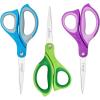 imageLIVINGO Student Scissors for School 7 Inch 3 Pack Sharp Pointed Tip Teacher Scissors for Kids Middle High School College Classroom Craft Comfortable Grip Right Left Handed Blue Green YellowPurple  Blue  Green