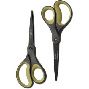 imageLIVINGO 2 Pack 8quot Titanium NonStick Scissors Professional Stainless Steel Comfort Grip AllPurpose Straight Office Craft Scissors for DIYBlueBlack2 Pack 8 GreenYellow