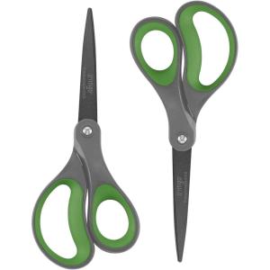 imageLIVINGO 2 Pack 8quot Titanium NonStick Scissors Professional Stainless Steel Comfort Grip AllPurpose Straight Office Craft Scissors for DIYBlueBlack2 Pack 8 GreyGreen