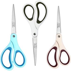 imageLIVINGO 3 Pack 8quot Sharp Scissors All Purpose  Titanium Coated Stainless Steel Blades for Office School ampamp Home Crafting Cutting Fabric Paper  Sky Blue ampamp Dusty Pink ampamp BeigeSky Blue  Pink  White