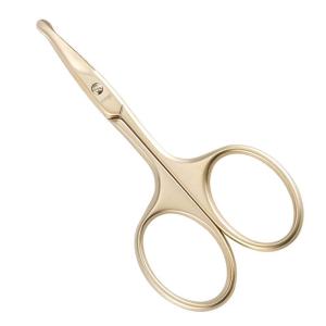 imageLIVINGO 375quot Small Safety Facial Nose Hair Scissors Curved Blade with Rounded Tip Stainless Steel for Manicure Cuticle Eyebrow Dry Skin GoldG  Nose Curved Scissors