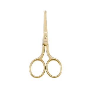 imageLIVINGO 375quot Small Safety Facial Nose Hair Scissors Curved Blade with Rounded Tip Stainless Steel for Manicure Cuticle Eyebrow Dry Skin GoldG  Nose Straight Scissors