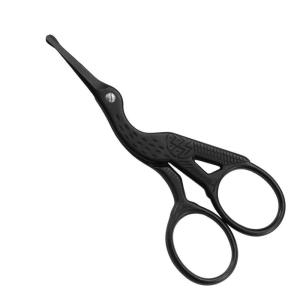 imageLIVINGO 375quot Small Safety Facial Nose Hair Scissors Curved Blade with Rounded Tip Stainless Steel for Manicure Cuticle Eyebrow Dry Skin GoldStork B  Nose Straight Scissors