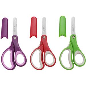 imageLIVINGO 5quot Left and Right Handed Kids Scissors Safety Blunt Sharp Stainless Steel Blade Scissors for Children School Teacher Use Crafting Cutting Paper 3 Pack Assorted ColorsBlunt  Purple  Red  Green