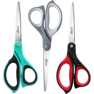 imageLIVINGO 85quot Scissors All Purpose 3 Pack Ultra Sharp Blade Shears Professional Ergonomic Comfort Grip Scissors for Office School Home Supplies Fabric Sewing DIY Cutting General UseBlueRedGrey