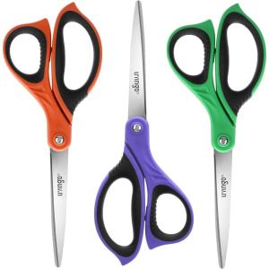 imageLIVINGO 85quot Scissors All Purpose 3 Pack Ultra Sharp Blade Shears Professional Ergonomic Comfort Grip Scissors for Office School Home Supplies Fabric Sewing DIY Cutting General UsePurpleGreenBlack