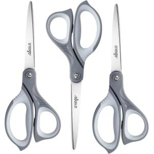 imageLIVINGO 85quot Scissors All Purpose 3 Pack Ultra Sharp Blade Shears Professional Ergonomic Comfort Grip Scissors for Office School Home Supplies Fabric Sewing DIY Cutting General UseGray