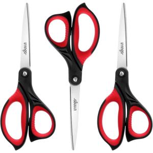 imageLIVINGO 85quot Scissors All Purpose 3 Pack Ultra Sharp Blade Shears Professional Ergonomic Comfort Grip Scissors for Office School Home Supplies Fabric Sewing DIY Cutting General UseRed