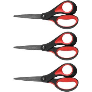 imageLIVINGO 8quot Premium Scissors for Office Multipurpose Titanium NonStick Craft Scissors for DIY Sharp Stainless Steel Blades Comfort Grip 3 Pack