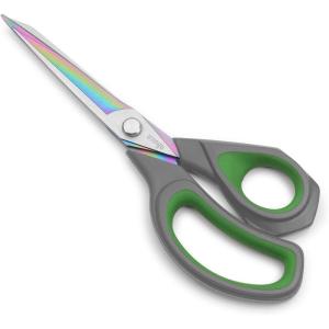 imageLIVINGO 95 Premium Fabric Scissors Heavy Duty AllPurpose Titanium Coating Forged Stainless Steel Sharp Sewing Tailor Dressmaking Shears Comfort Grip Crafting Leather Cutting Navy BlueYellowGray  Green
