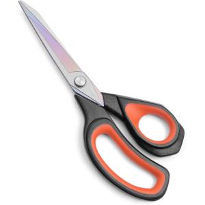 imageLIVINGO 95 Premium Fabric Scissors Heavy Duty AllPurpose Titanium Coating Forged Stainless Steel Sharp Sewing Tailor Dressmaking Shears Comfort Grip Crafting Leather Cutting Navy BlueYellowBlackRed