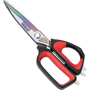 imageLIVINGO Heavy Duty Kitchen Scissors  Titanium Coated Sharp Poultry Shears Multipurpose for Cutting Chicken Bones Meat Vegetable Food 95 Inches Comfortable Grip with Safe LockC  Kitchen Scissors