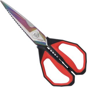 imageLIVINGO Heavy Duty Kitchen Scissors  Titanium Coated Sharp Poultry Shears Multipurpose for Cutting Chicken Bones Meat Vegetable Food 95 Inches Comfortable Grip with Safe LockD  Kitchen Scissors