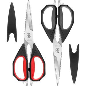 imageLIVINGO Kitchen Scissors 2 Pack 925quot Utility All Purpose Poultry Shears Heavy Duty Dishwasher Safe Come Apart Sharp Stainless Steel Cooking Food Scissors for Cutting Meat Chicken Vegetable FishA  Kitchen Scissors