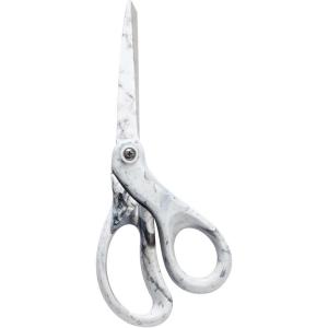 imageLIVINGO Scissors All Purpose  8quot Sharp Heavy Duty Shears for Office Crafting DIY Cutting Paper Fabric Stainless Steel Comfort Grip Gradient BlueMarble White