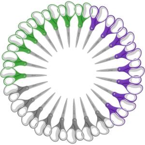 imageLIVINGO Scissors Bulk 24 Pack 8 Sharp Scissors Set All Purpose for Office Middle High School Student Teacher Arts Crafts Supplies Cutting Wrapping Paper Sewing Fabric Shears for Household24 PCS